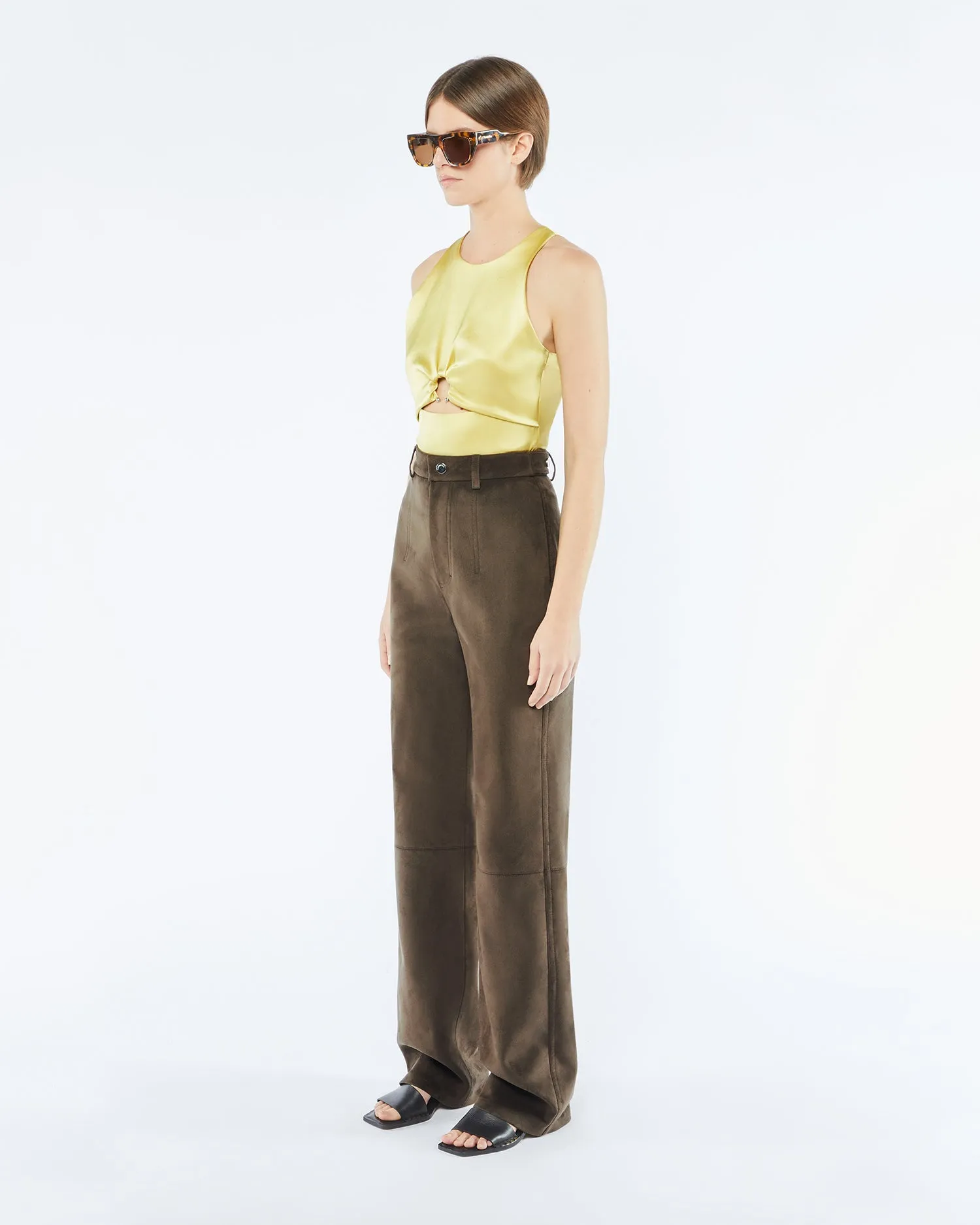 Silke - Sale Alt-Suede Pants - Coffee Bean sold by Nanushka product image thumbnail 3