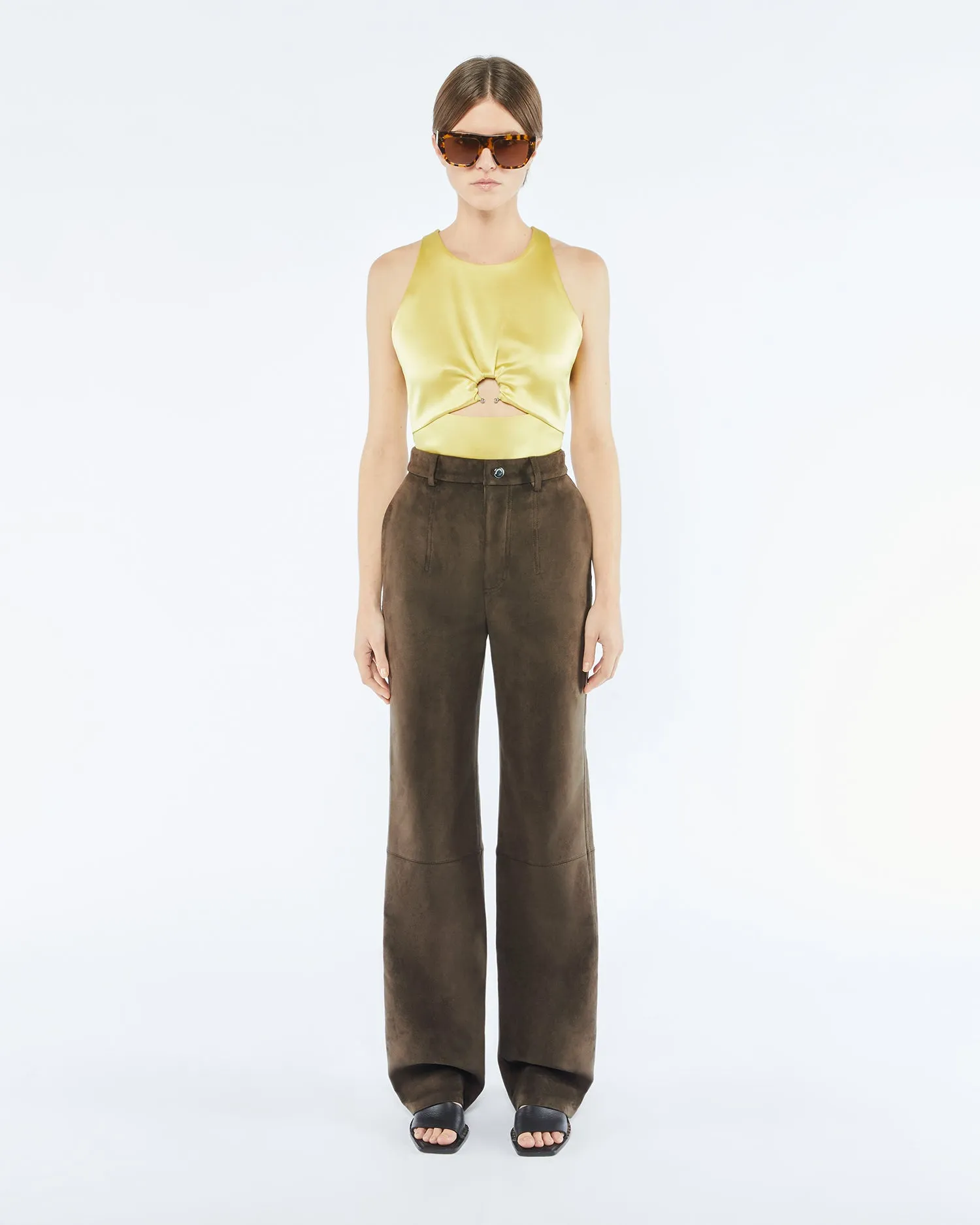Silke - Sale Alt-Suede Pants - Coffee Bean sold by Nanushka product image thumbnail 2