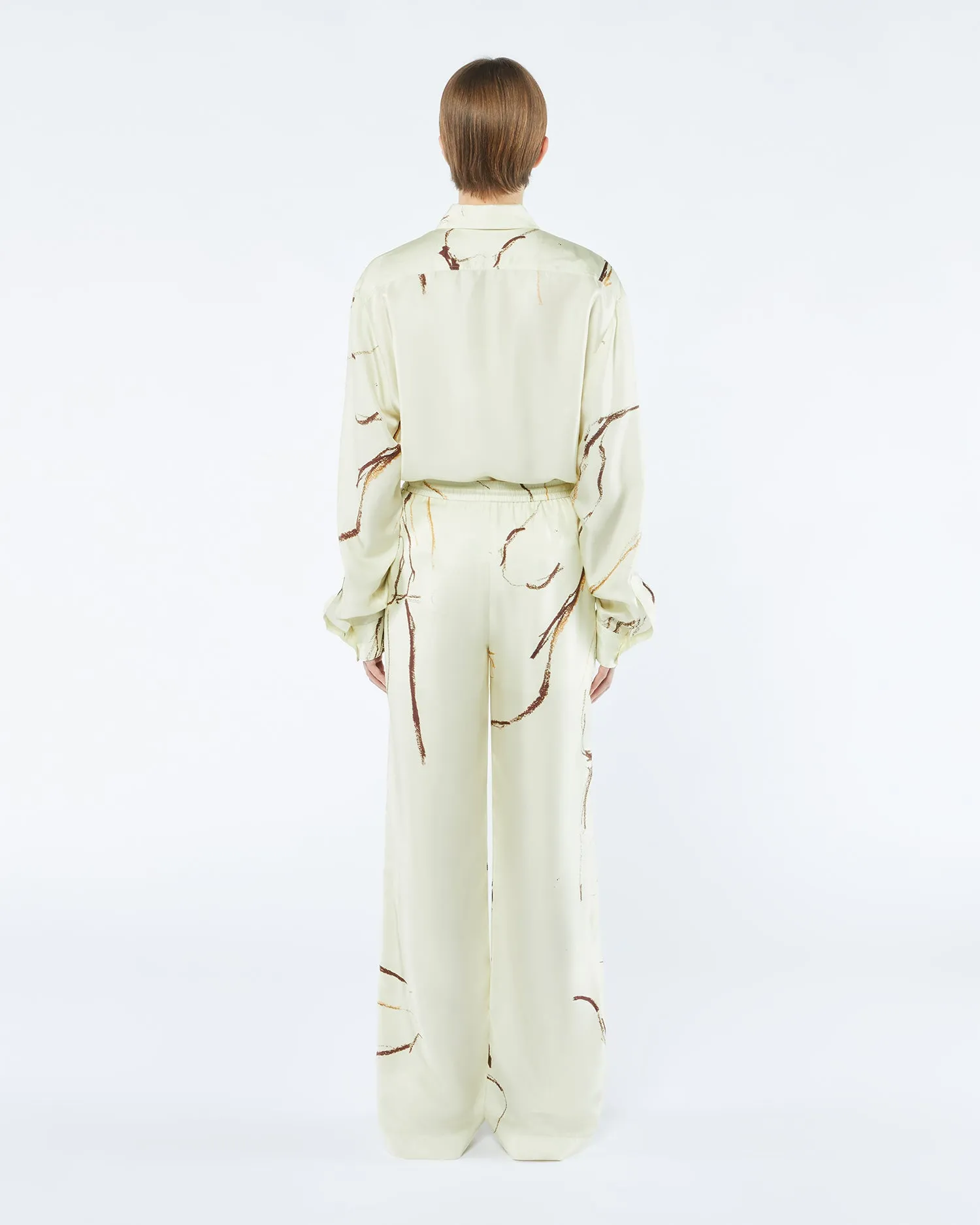 Jarine - Sale Printed Twill Silk Pants - Line Drawing Big Scale sold by Nanushka product image thumbnail 3