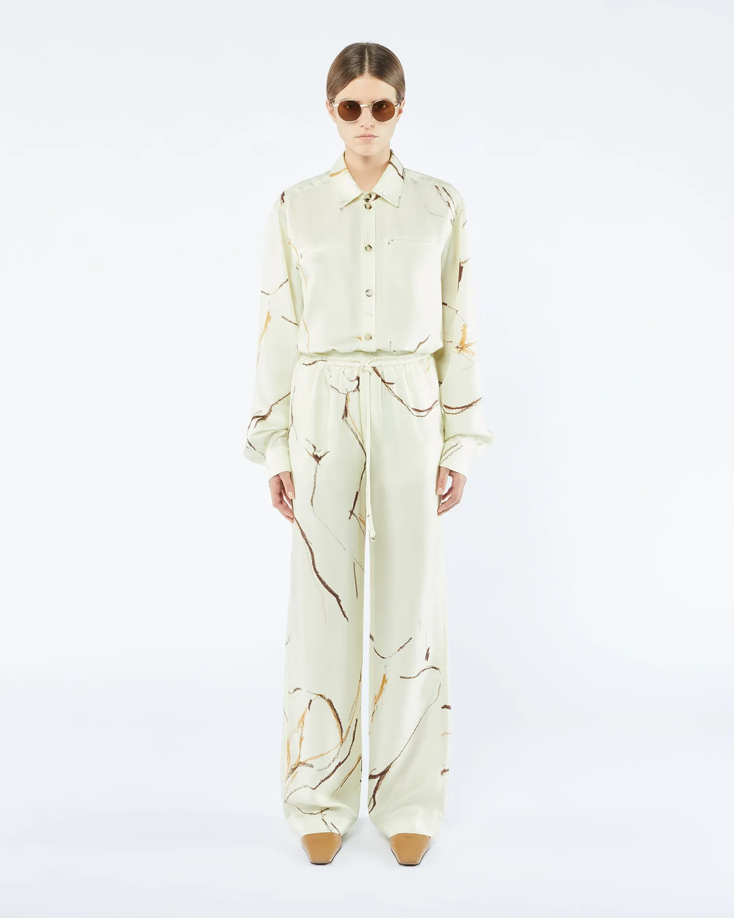 Jarine - Sale Printed Twill Silk Pants - Line Drawing Big Scale sold by Nanushka product image thumbnail 2