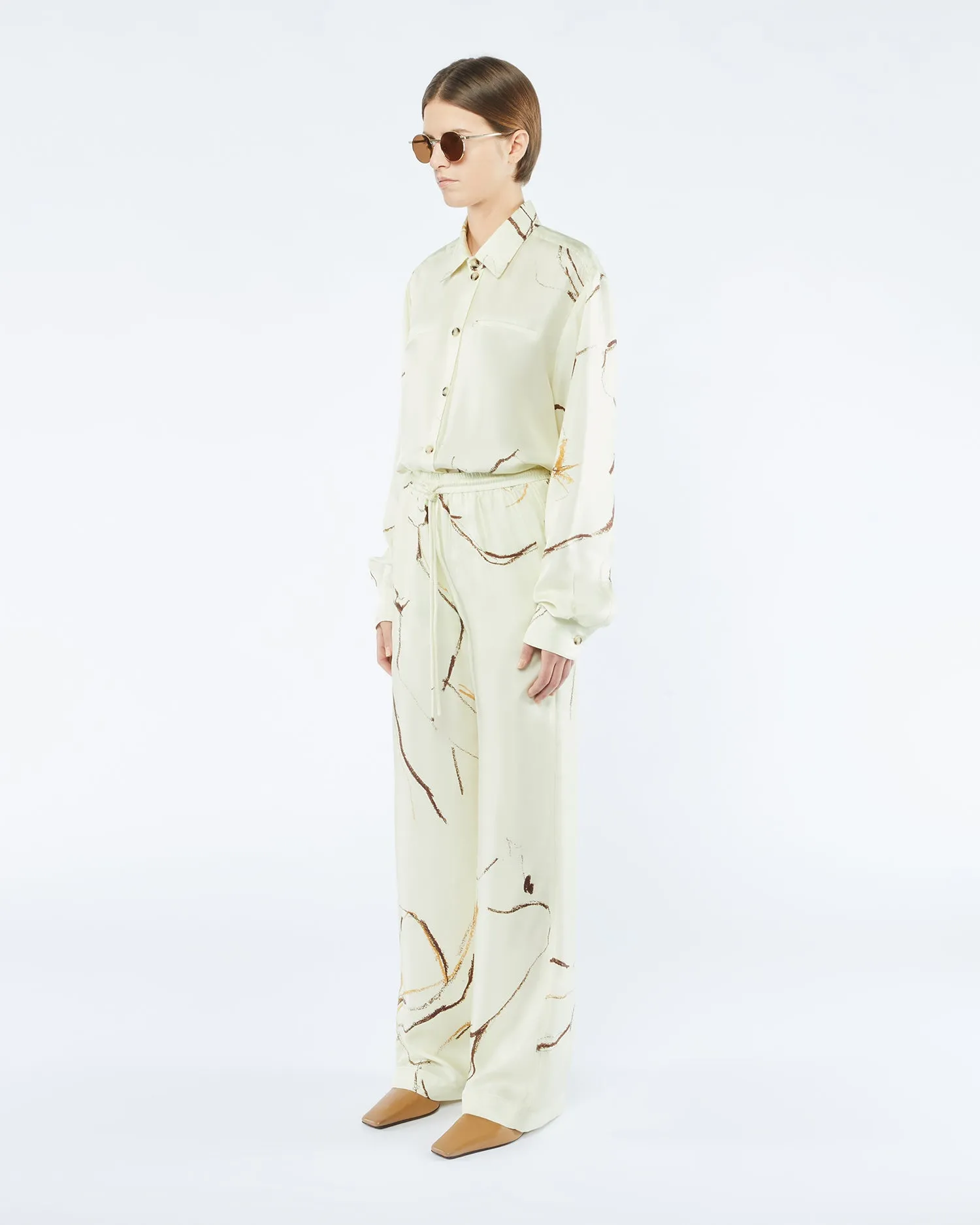 Jarine - Sale Printed Twill Silk Pants - Line Drawing Big Scale sold by Nanushka product image thumbnail 4