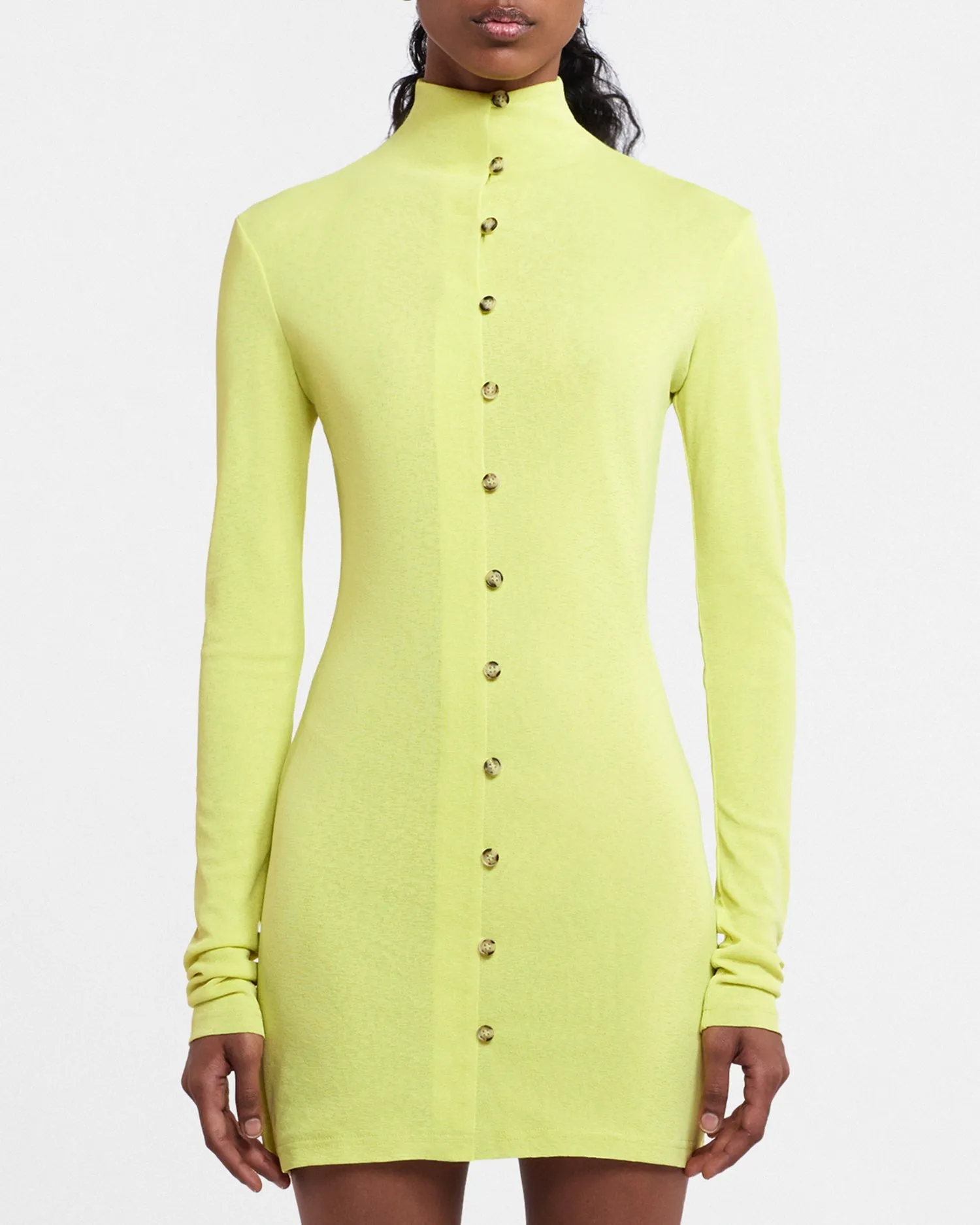 Syenna - Sale Mesh-Jersey Dress - Lime Superfine Merino sold by Nanushka product image thumbnail 3