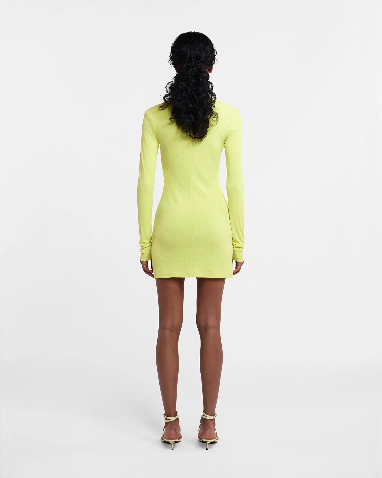 Syenna - Sale Mesh-Jersey Dress - Lime Superfine Merino sold by Nanushka product image thumbnail 4
