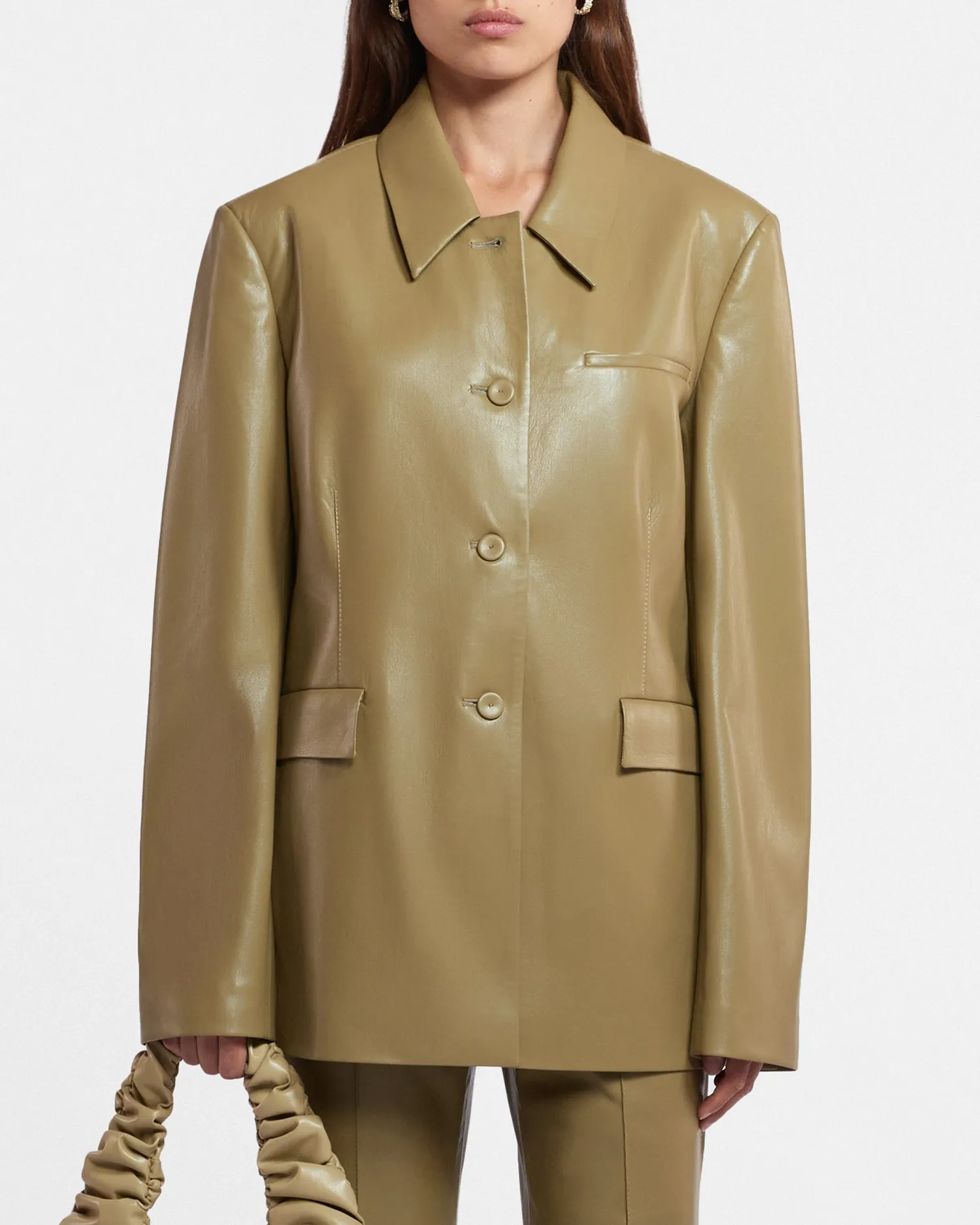 Hadasa - Sale Okobor™ Alt-Leather Blazer - Khaki Okobor sold by Nanushka product image thumbnail 2