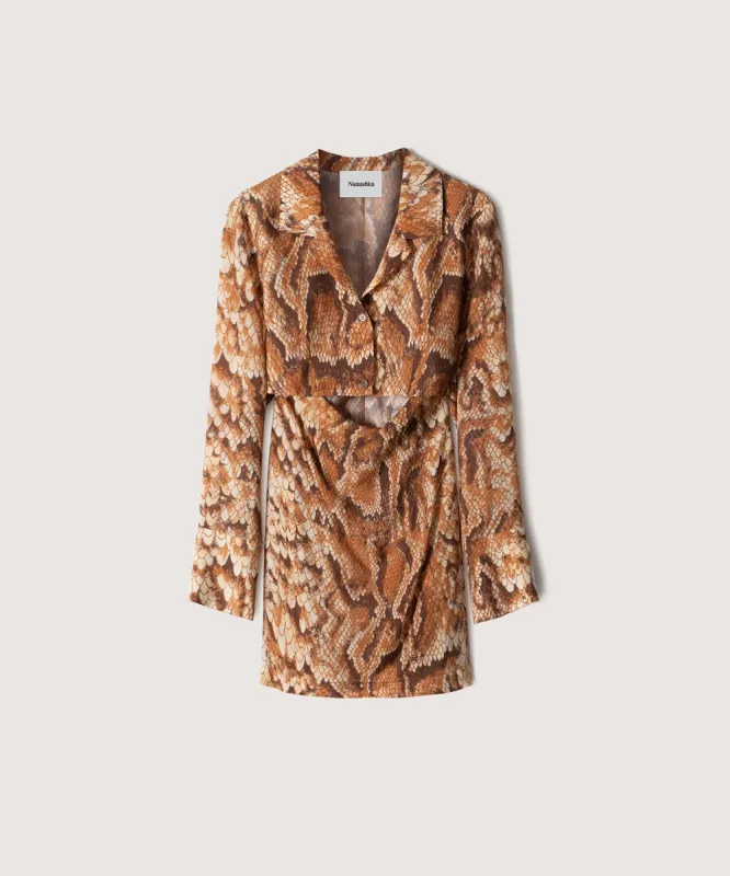 Tess - Sale Cupro Cut-Out Mini Dress - Vintage Snake sold by Nanushka