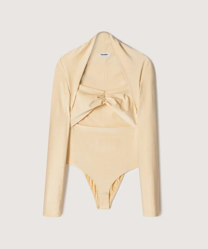 Heidi - Sale Stretch-Velvet Bodysuit - Butter made by Nanushka