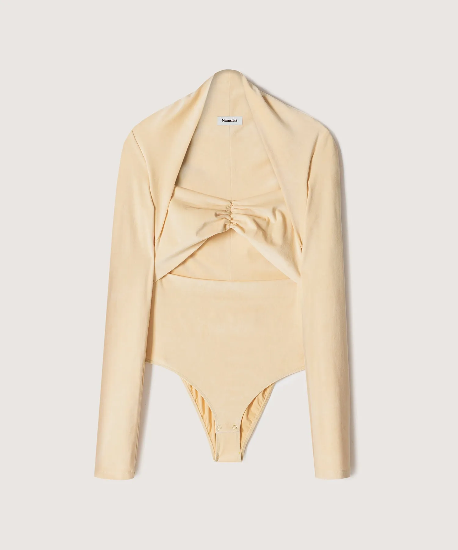 Heidi - Sale Stretch-Velvet Bodysuit - Butter sold by Nanushka