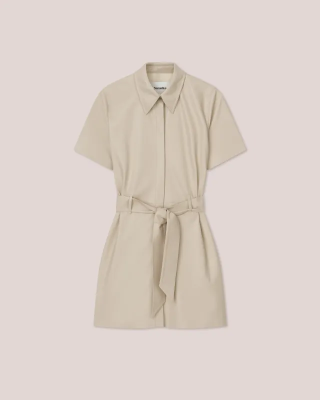 Halli - Sale Alt-Leather Shirt Dress - Creme sold by Nanushka