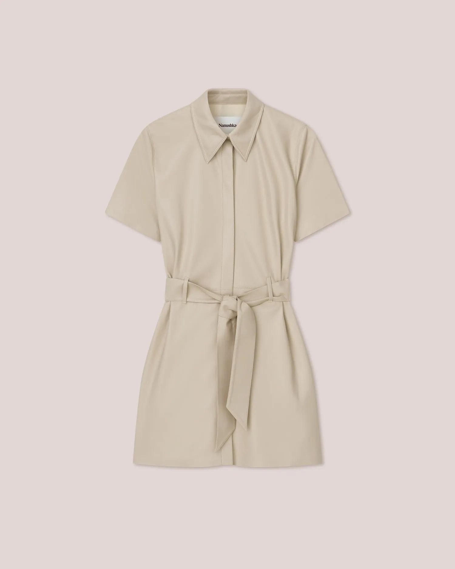 Halli - Sale Alt-Leather Shirt Dress - Creme sold by Nanushka