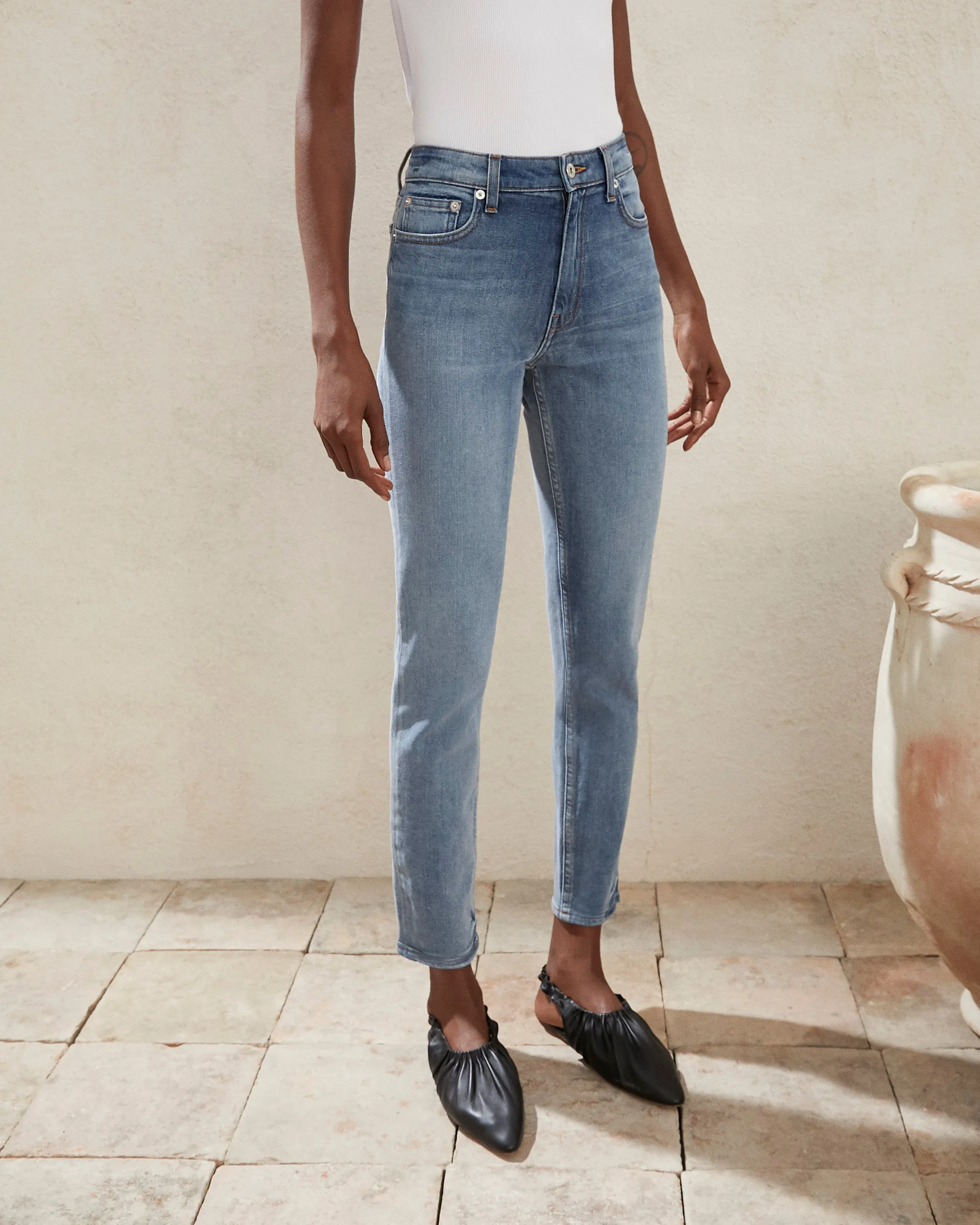 Ren - Mid Rise Skinny Jeans - Blue Wash sold by Nanushka product image thumbnail 2