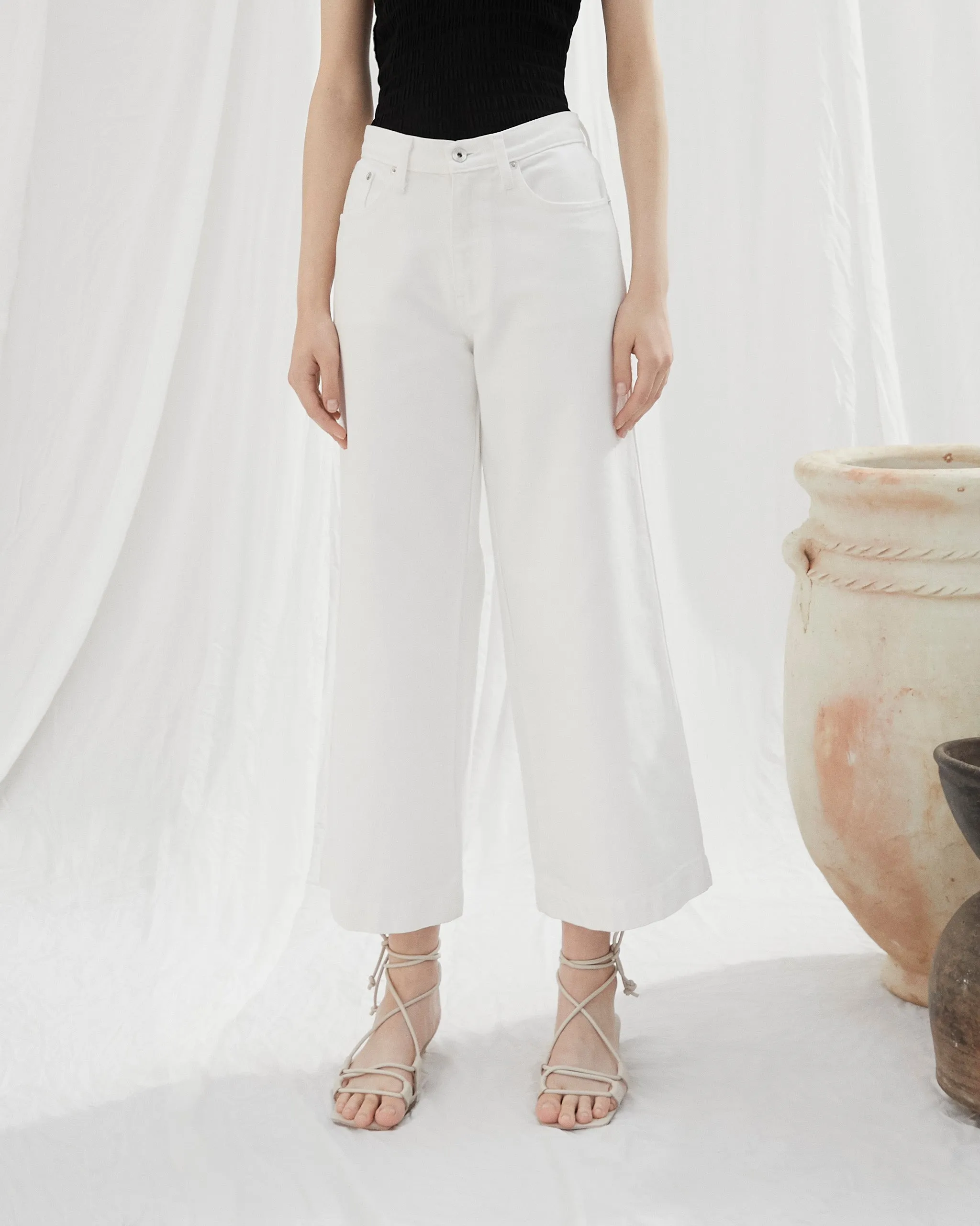 Ramos - Wide Leg High Rise Jeans - White sold by Nanushka product image thumbnail 2