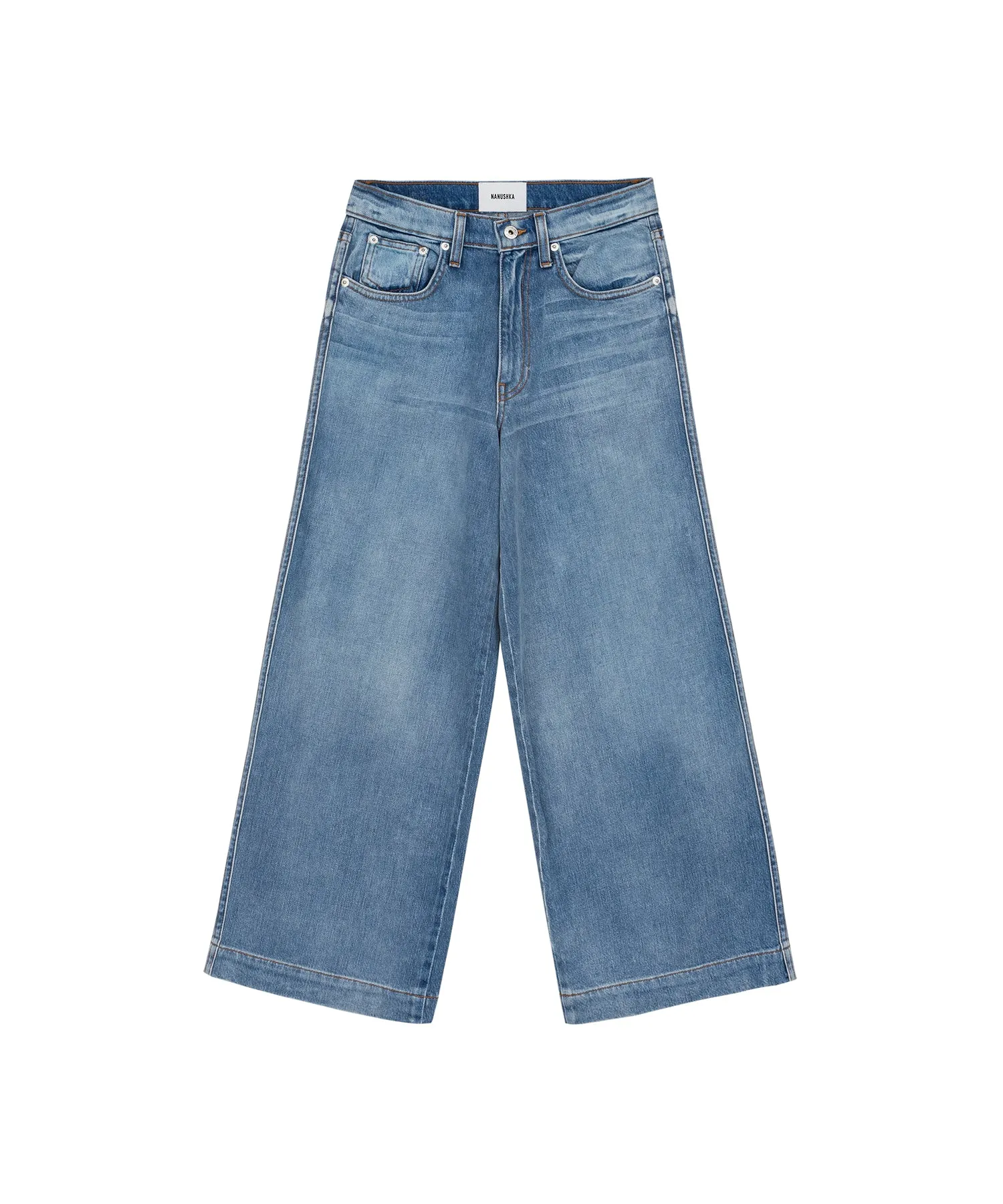 Ramos - Wide Leg High Rise Jeans - Blue Wash sold by Nanushka