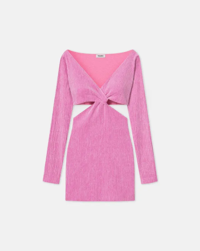 Desta - Sale Twist-Front Velvet Seersucker Mini Dress - Orchid sold by Nanushka