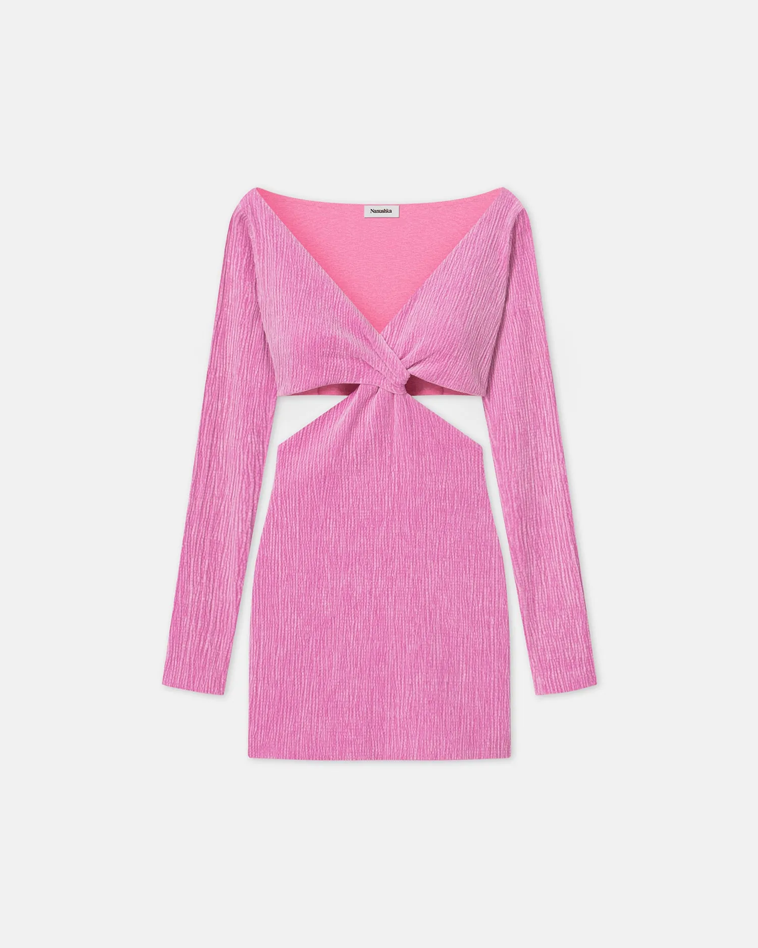 Desta - Sale Twist-Front Velvet Seersucker Mini Dress - Orchid sold by Nanushka