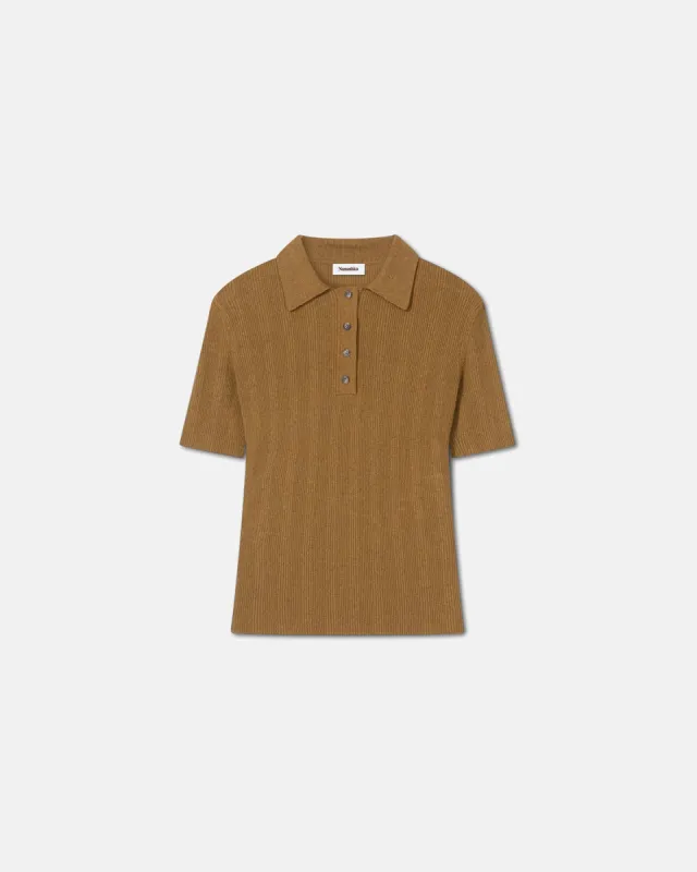 Elani - Sale Terry-Knit Polo - Golden Brown made by Nanushka