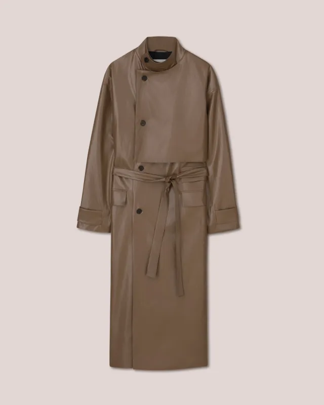 Dezo - Asymmetric Trench Coat - Brown sold by Nanushka