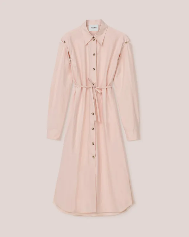 Edisa - Heavy Poplin Utalitarian Shirt Dress - Pink Poplin sold by Nanushka