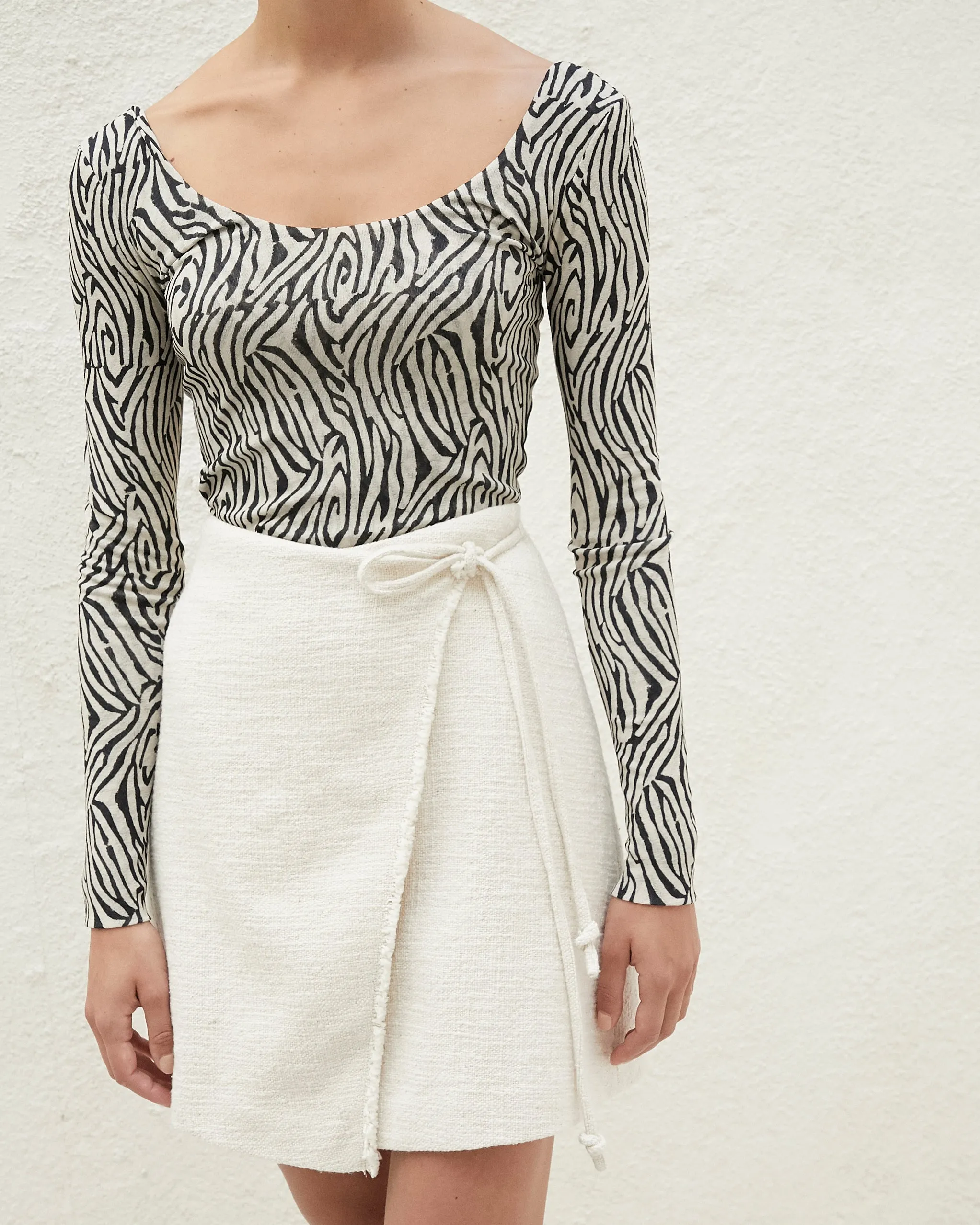 Delaney - Mini Wrap Skirt - Creme sold by Nanushka product image thumbnail 3