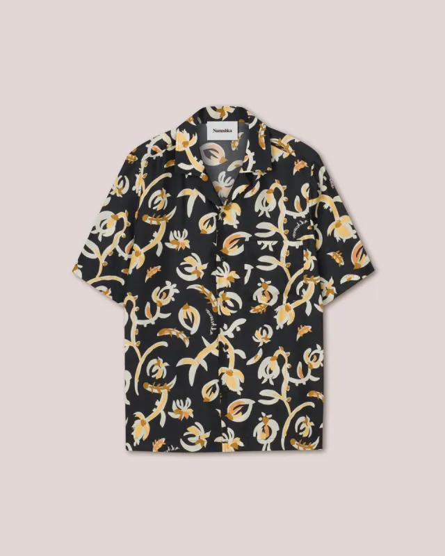 Bodil - Short Sleeve Shirt - Naive Floral Black sold by Nanushka