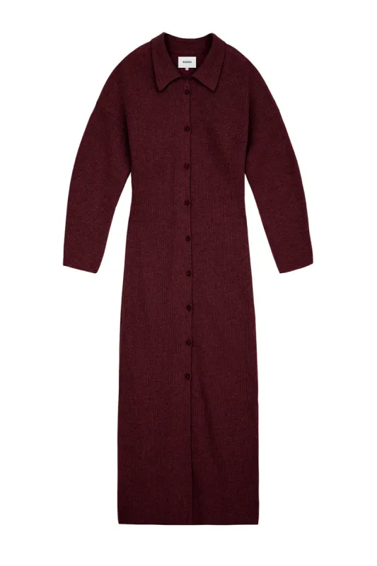 Bella - Ballon Sleeve Knit Dress - Berry sold by Nanushka