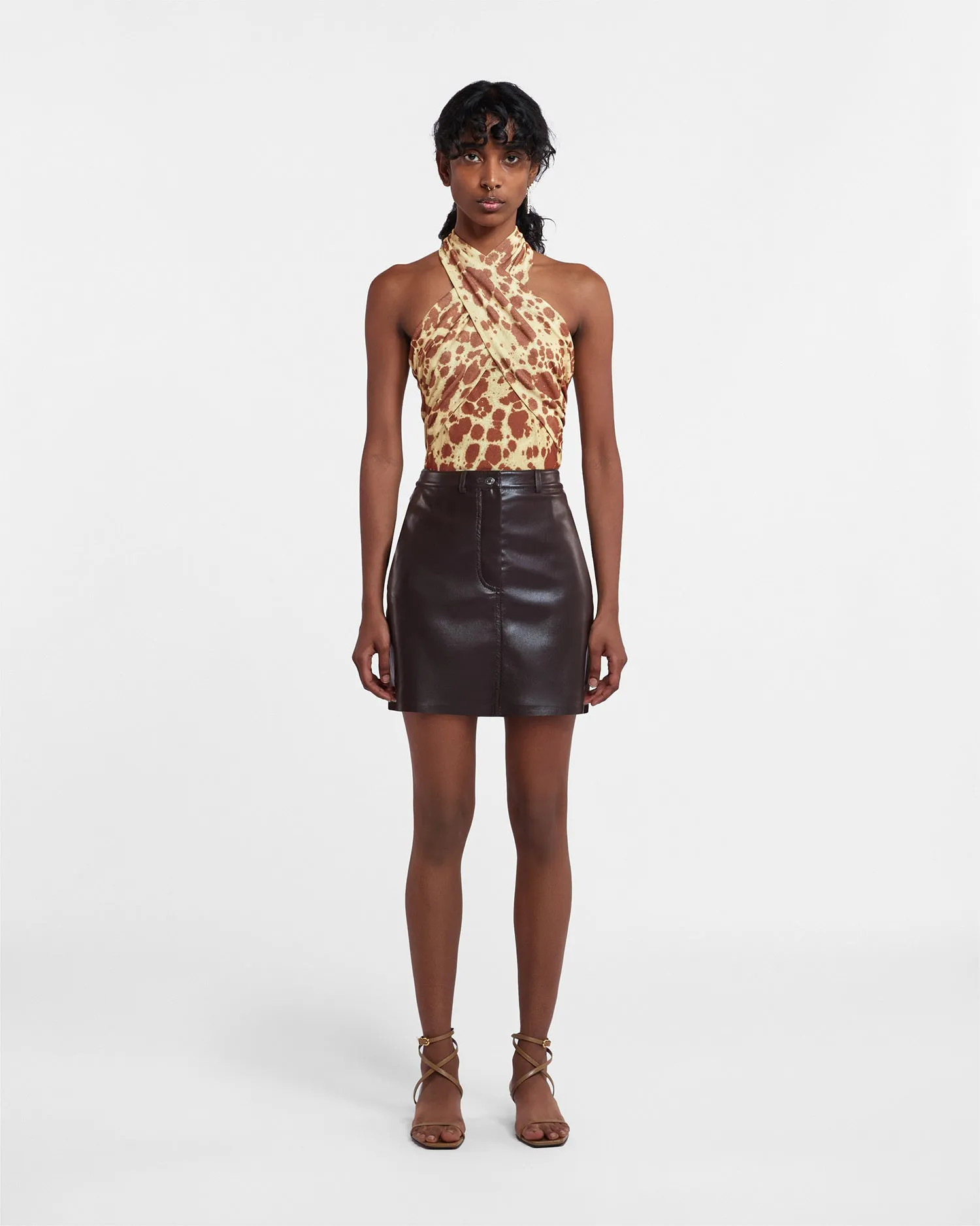 Miray - Sale Okobor™ Alt-Leather Mini Skirt - Coffee Ground sold by Nanushka product image thumbnail 3
