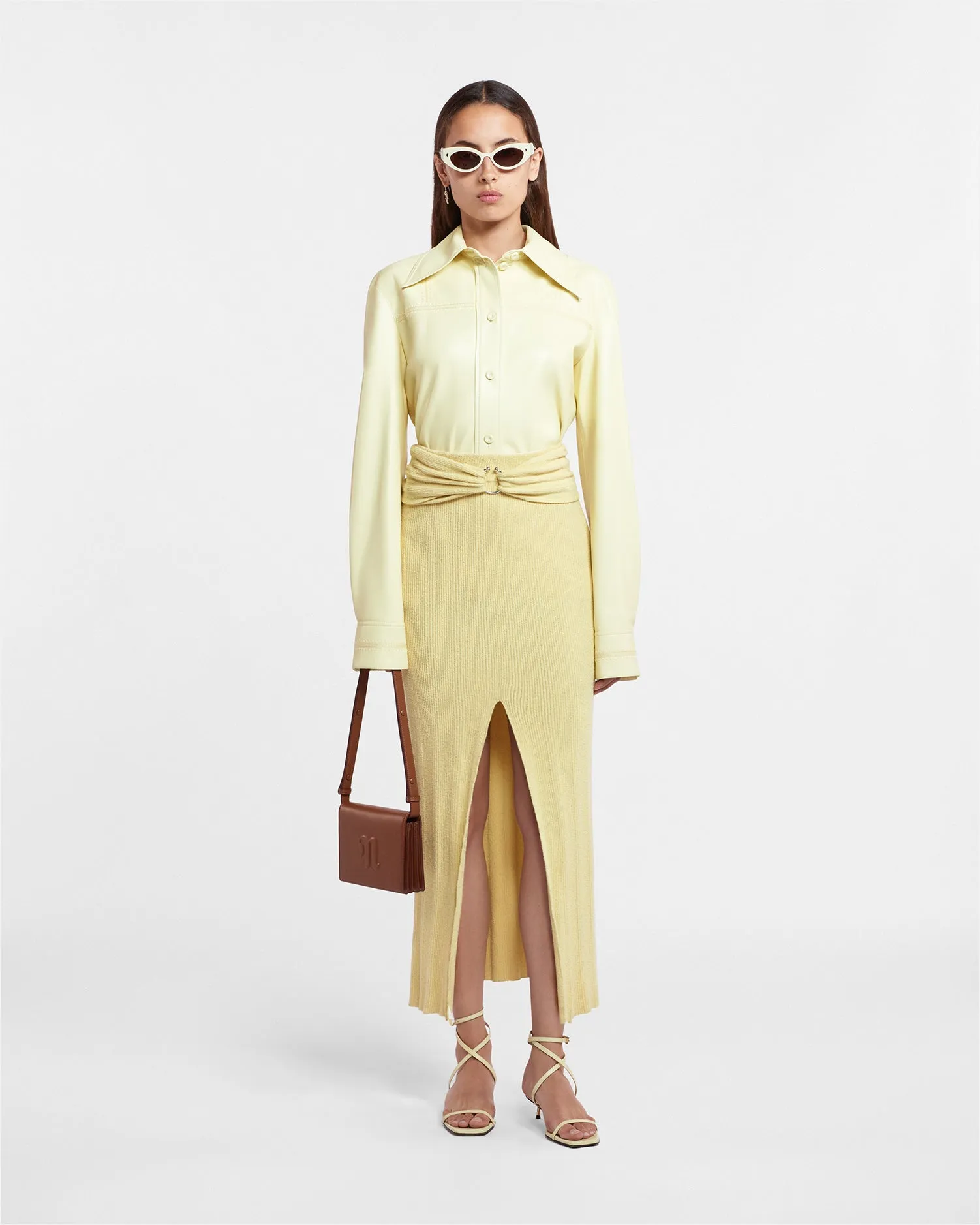Muyta - Sale Terry-Knit Skirt - Pale Yellow sold by Nanushka product image thumbnail 3