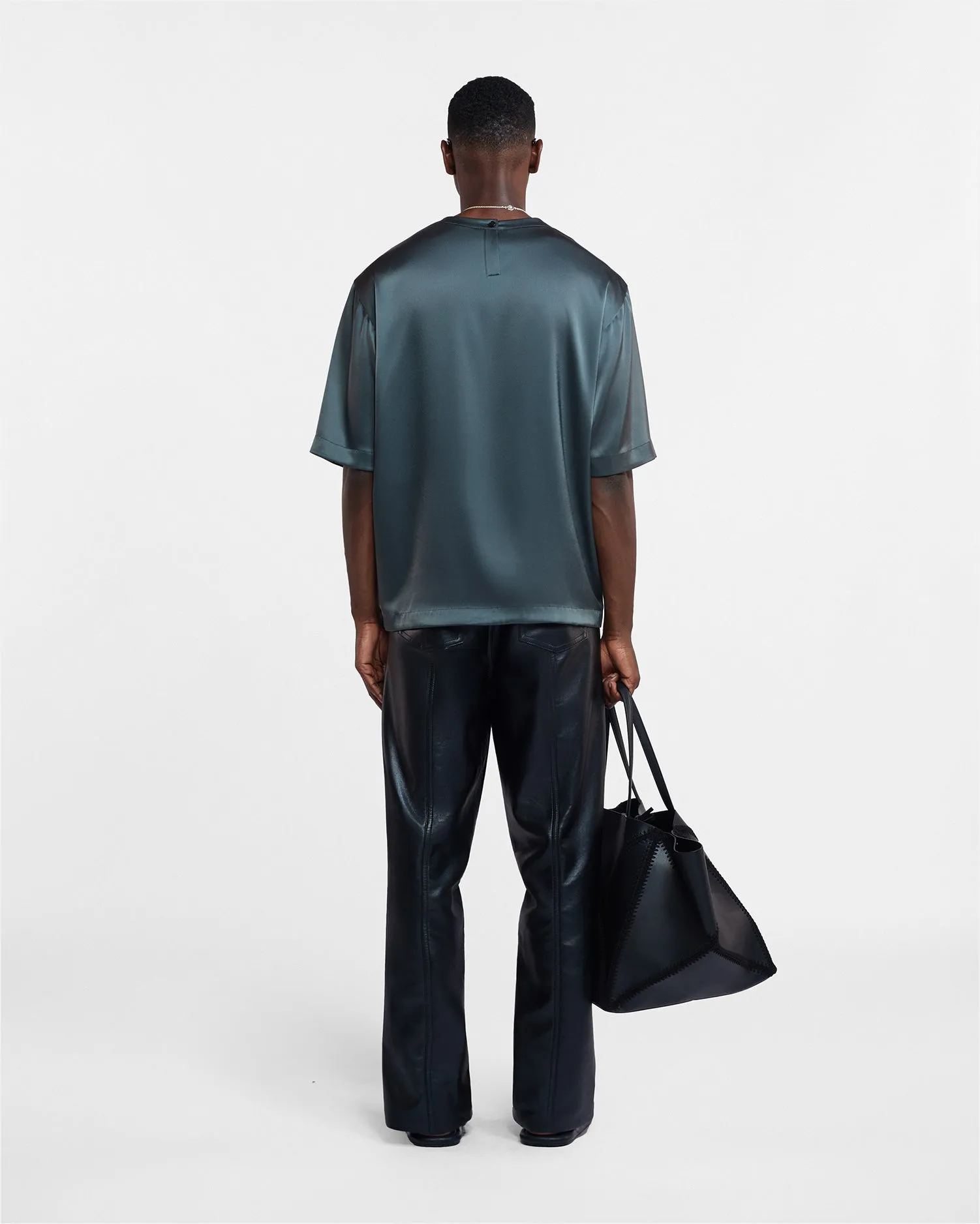 Isaac - Sale Slip Satin T-Shirt - Carbon sold by Nanushka product image thumbnail 4