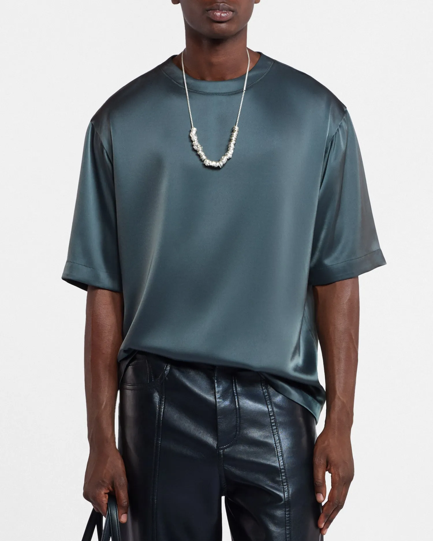 Isaac - Sale Slip Satin T-Shirt - Carbon sold by Nanushka product image thumbnail 2