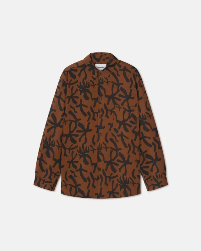 Jilco - Sale Printed Cotton Shirt - Reef Brown sold by Nanushka