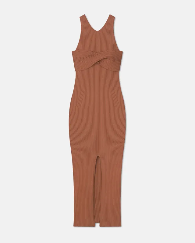 Denice - Sale Twist-Detail Dress - Chestnut Pf23 sold by Nanushka