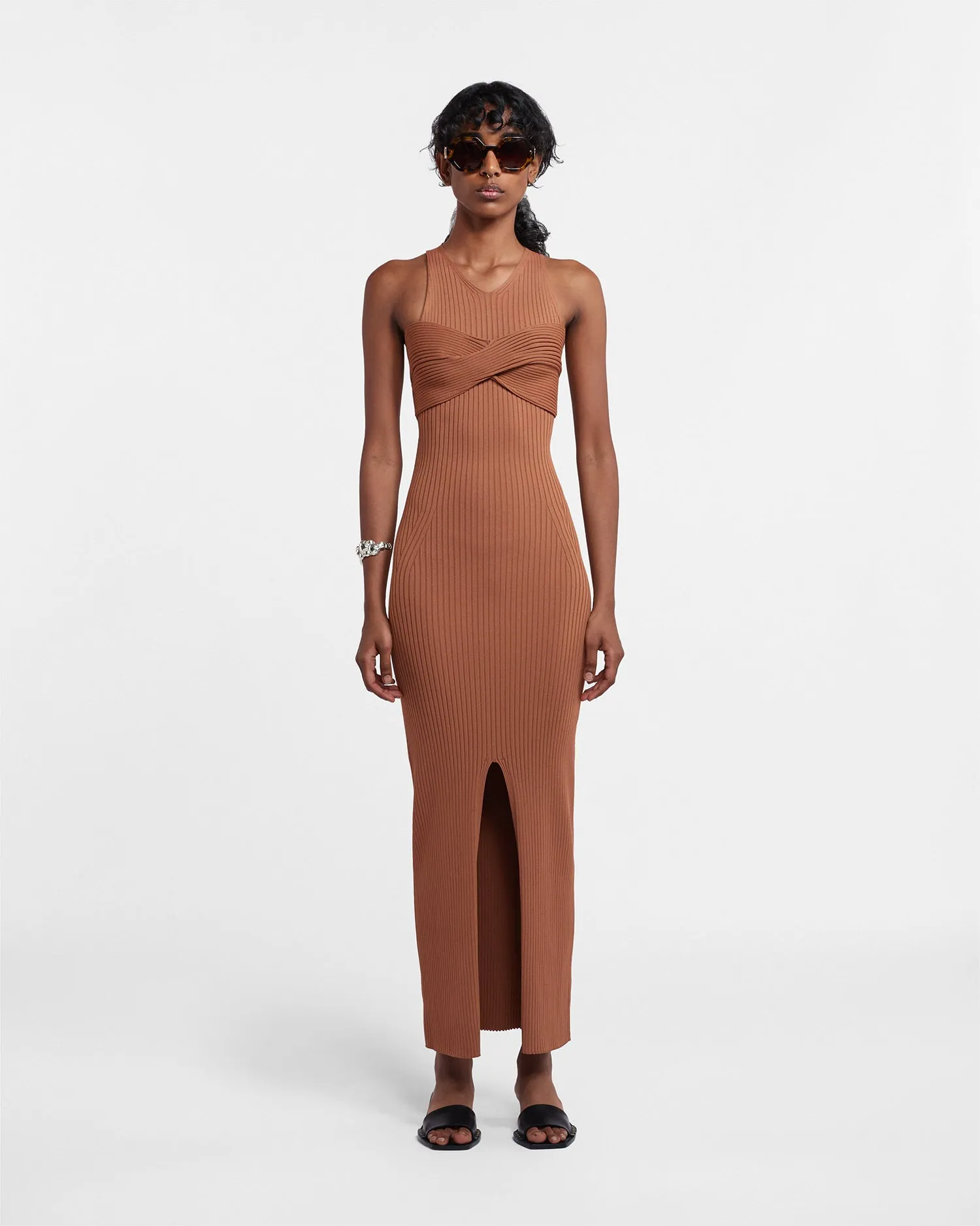 Denice - Sale Twist-Detail Dress - Chestnut Pf23 sold by Nanushka product image thumbnail 2