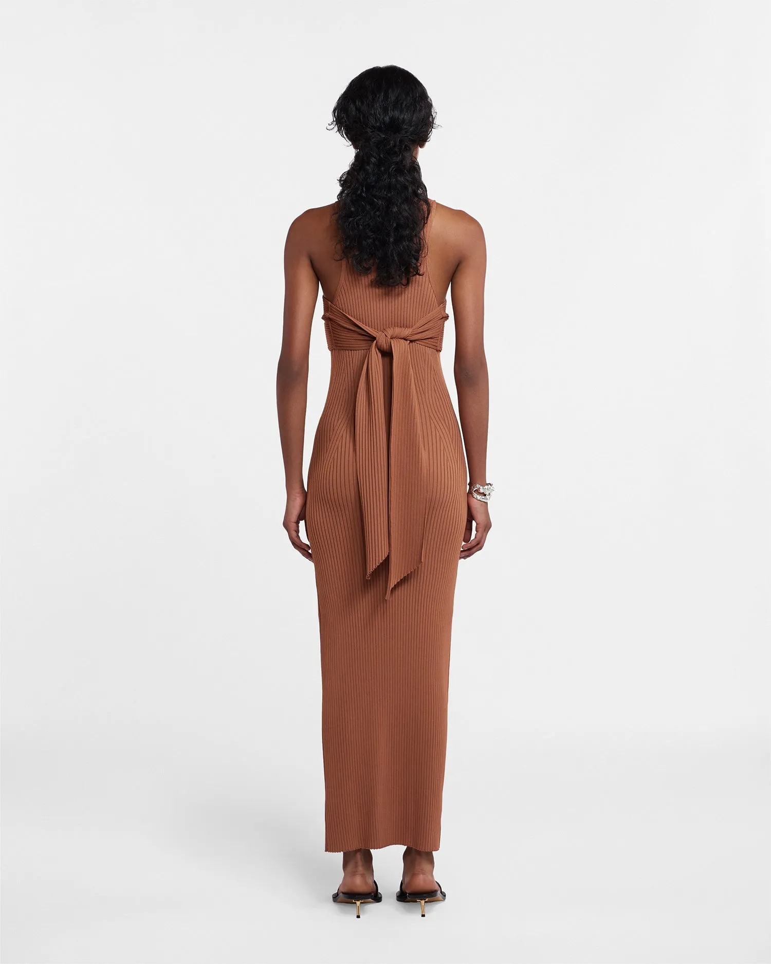 Denice - Sale Twist-Detail Dress - Chestnut Pf23 sold by Nanushka product image thumbnail 4