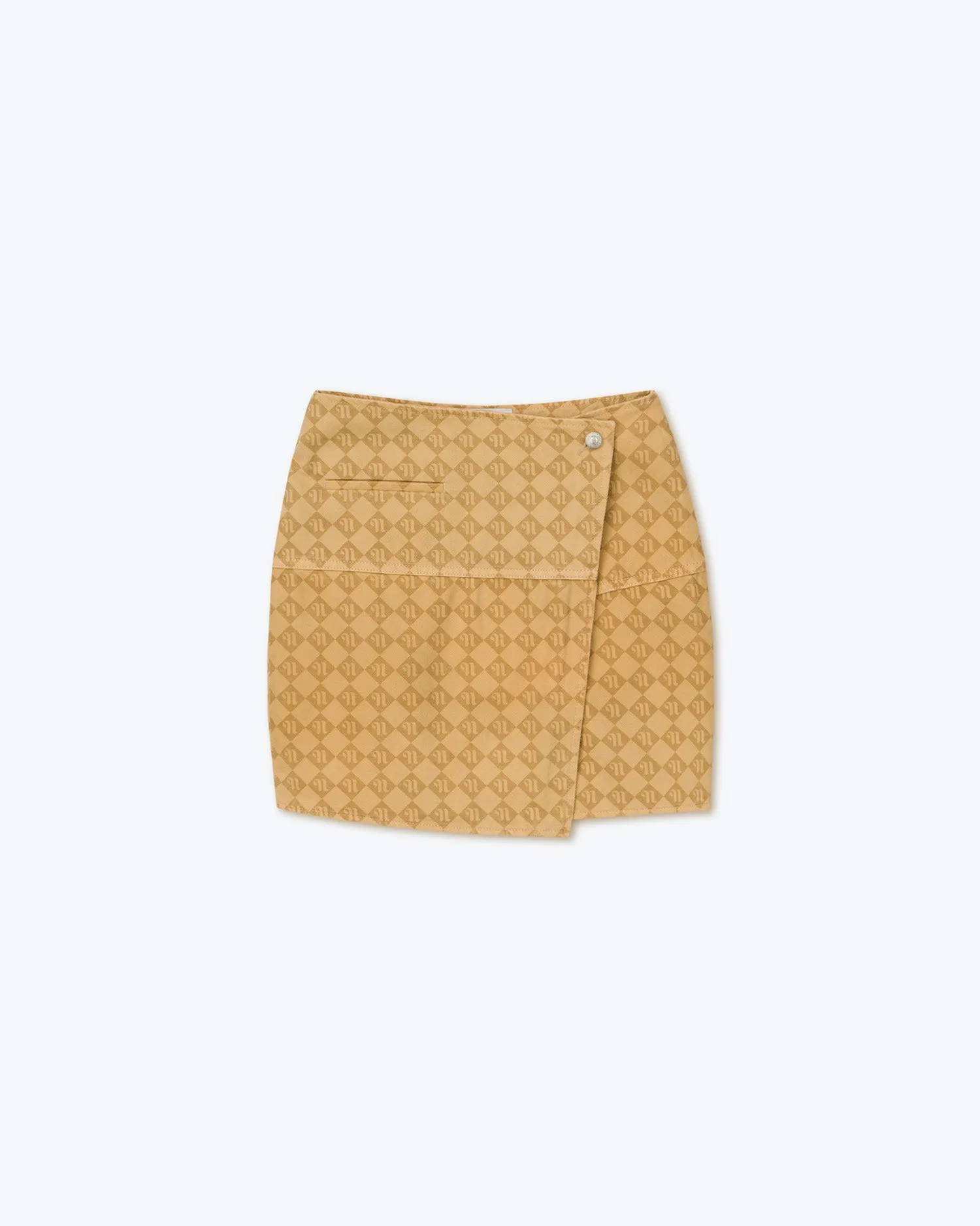 Casna - Sale Laser Faded Monogram Camel Skirt - Denim sold by Nanushka