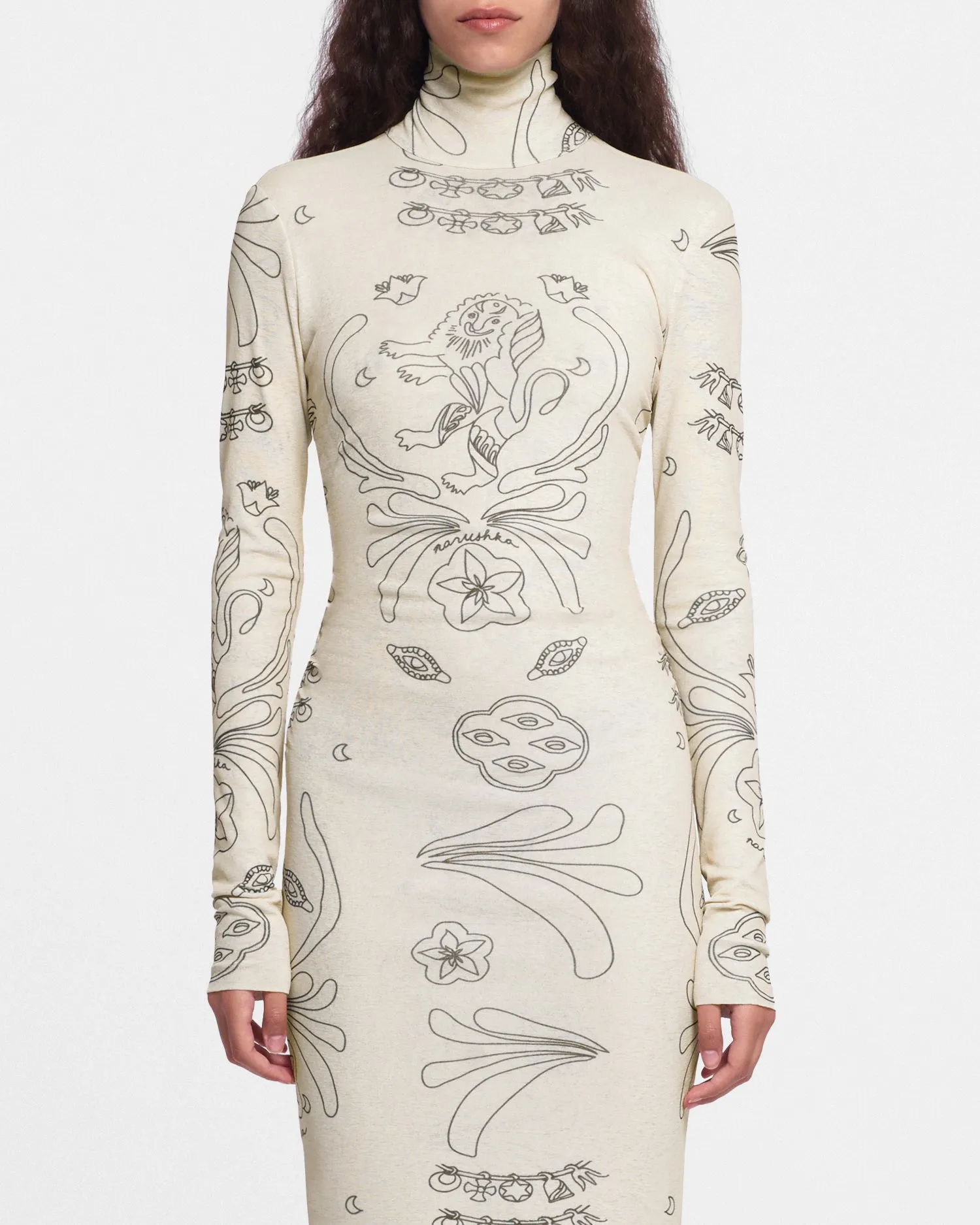 Cardia - Sale Mesh-Jersey Turtleneck Dress - Tattoo sold by Nanushka product image thumbnail 3