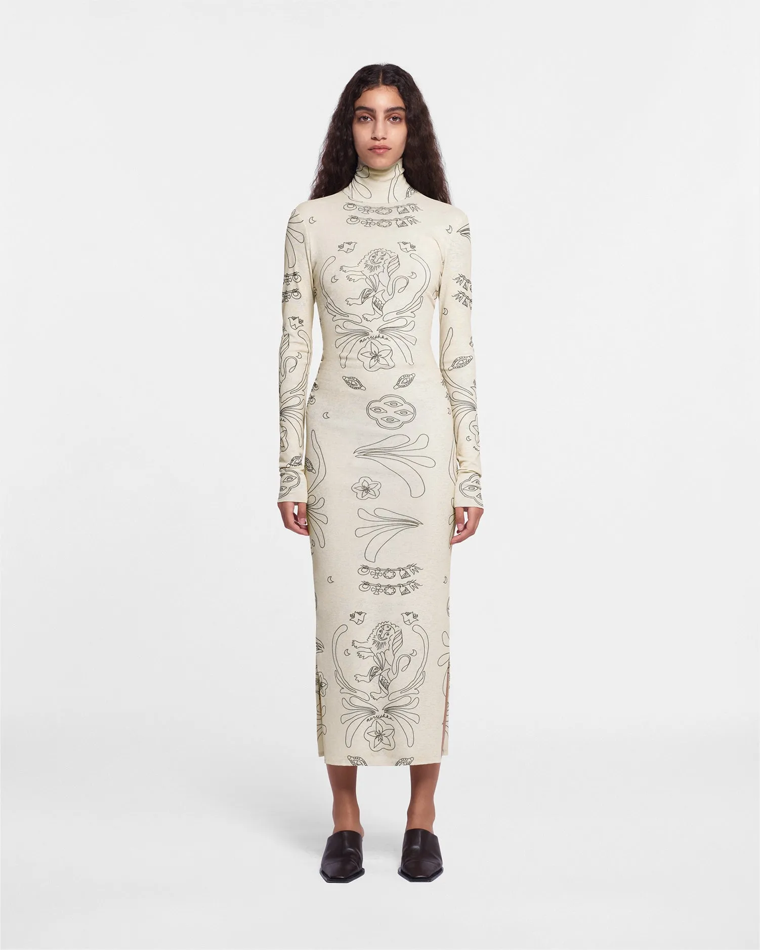 Cardia - Sale Mesh-Jersey Turtleneck Dress - Tattoo sold by Nanushka product image thumbnail 2