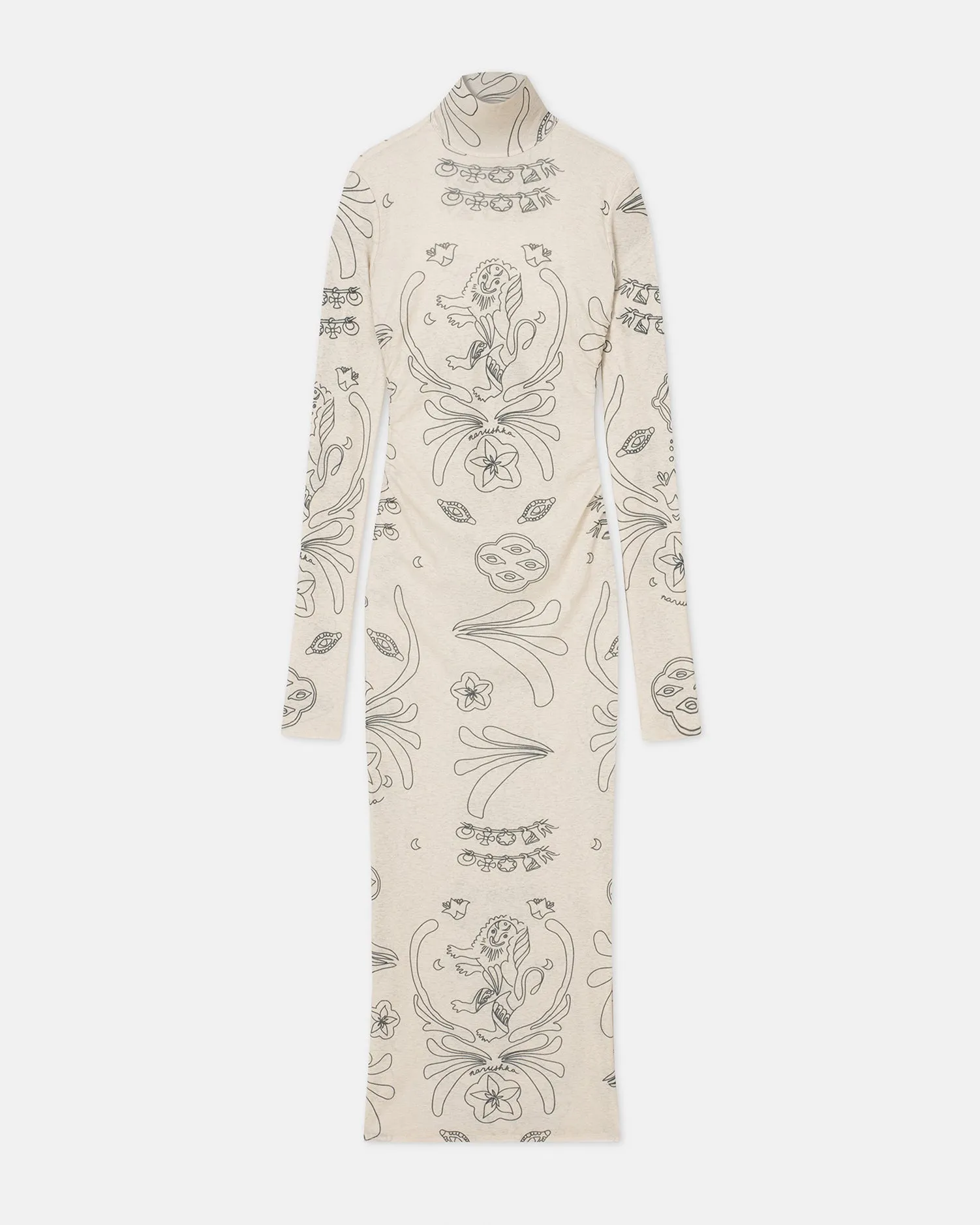 Cardia - Sale Mesh-Jersey Turtleneck Dress - Tattoo sold by Nanushka