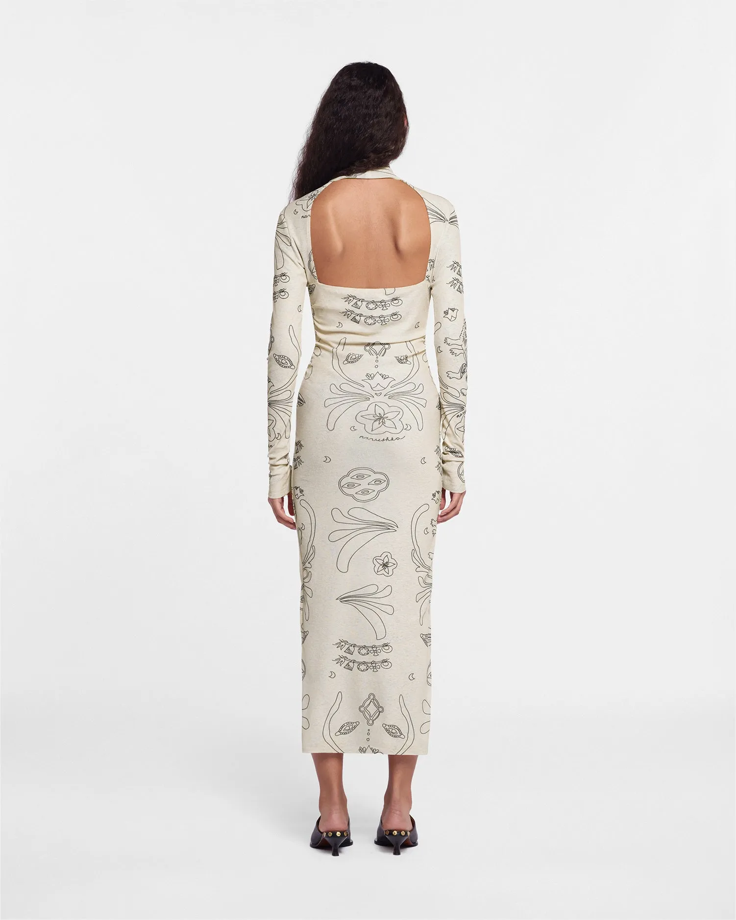 Cardia - Sale Mesh-Jersey Turtleneck Dress - Tattoo sold by Nanushka product image thumbnail 4