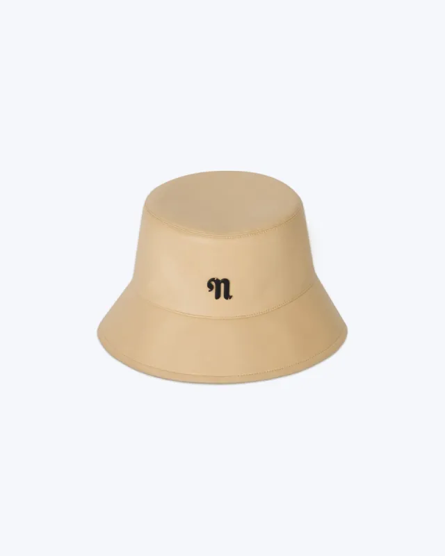 Caran - Sale Regenerated Leather Bucket Hat - Vintage Creme sold by Nanushka