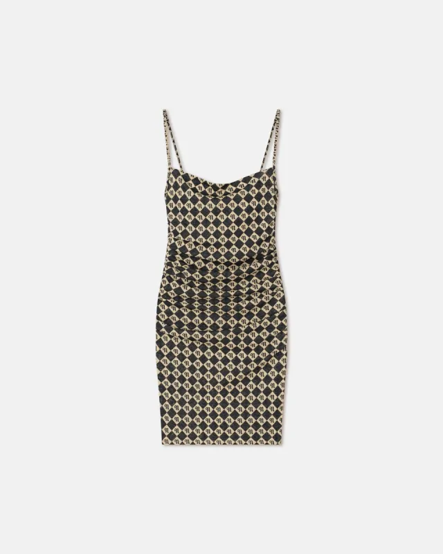 Adie - Sale Mesh-Jersey Dress - Black Diamond Check sold by Nanushka