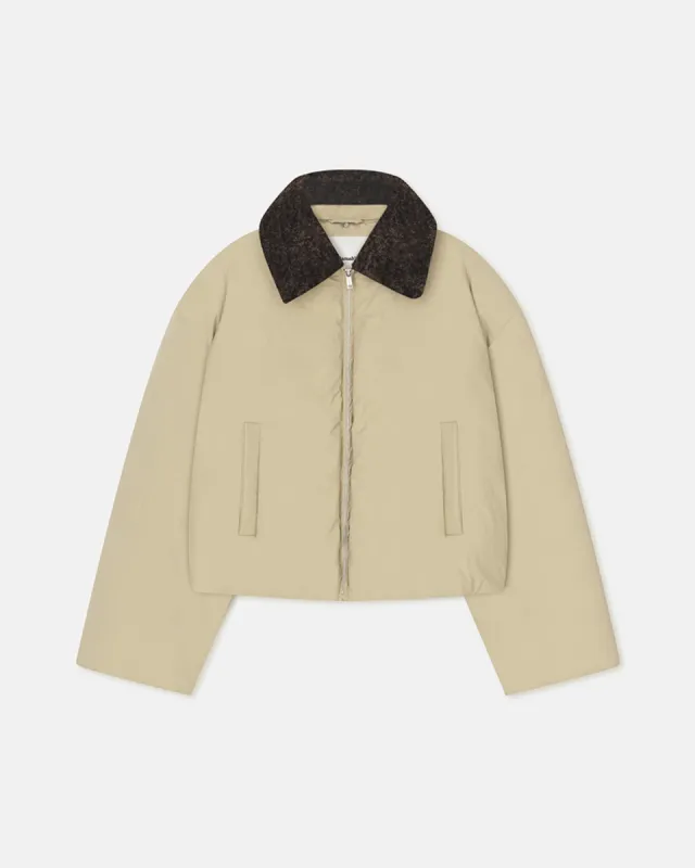 Zacharie - Faux Fur and Tech Nylon Jacket - Sage/Black sold by Nanushka