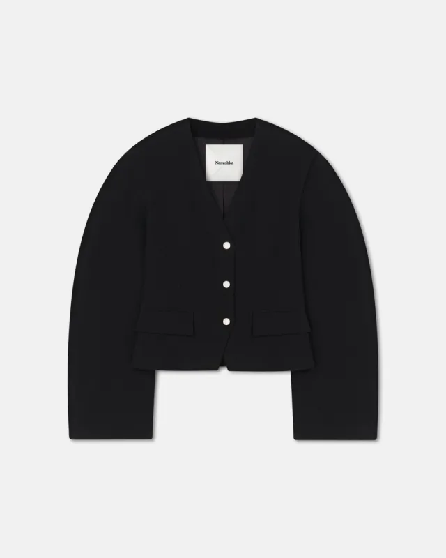 Kiyo - Seersucker Blazer - Black sold by Nanushka