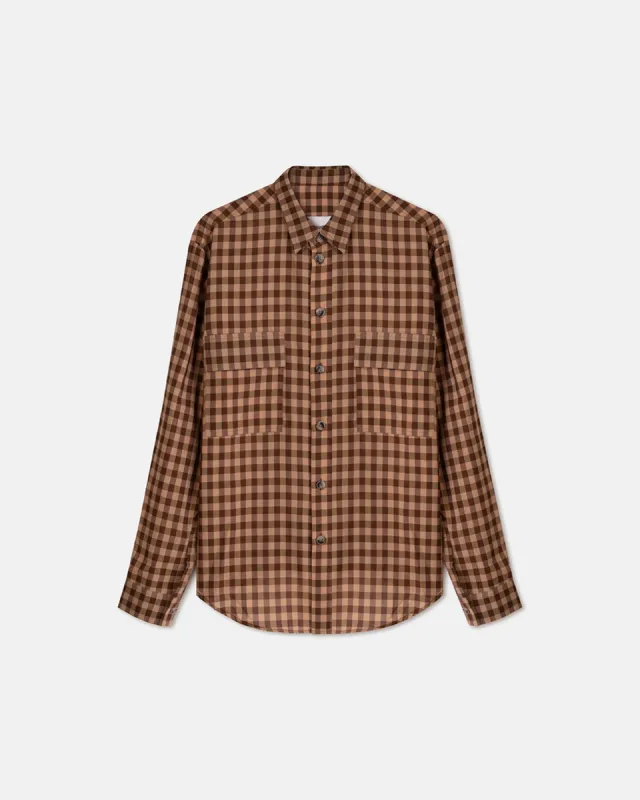 Jari - Long-Sleeve Shirt - Brown Checked sold by Nanushka