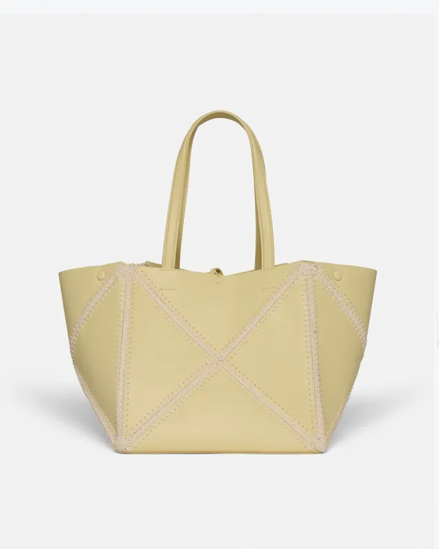 Origami Tote - Alt-Nappa Crochet Tote - Moonbeam/Crème sold by Nanushka