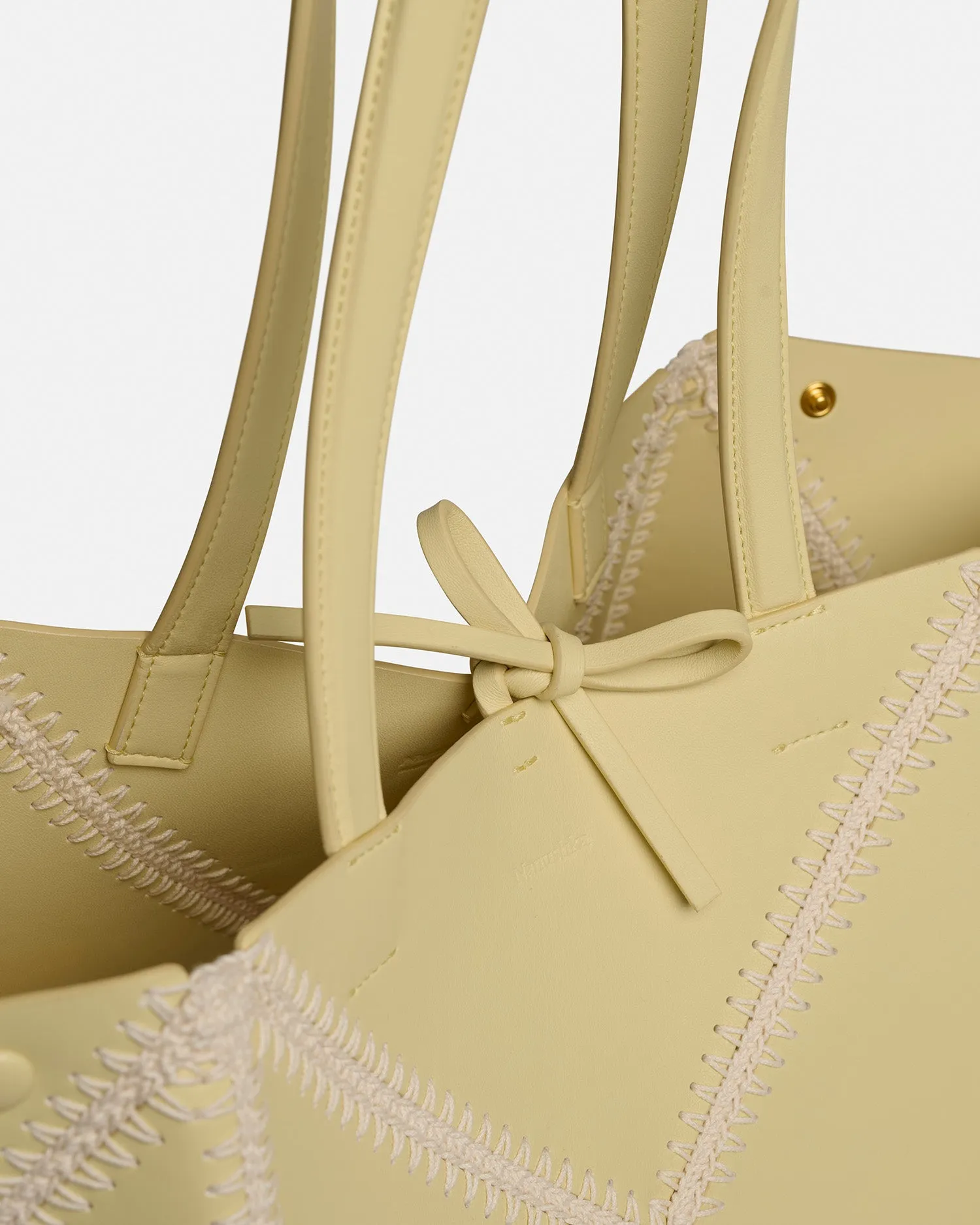 Origami Tote Large - Alt-Nappa Crochet Tote - Moonbeam/Crème sold by Nanushka product image thumbnail 4