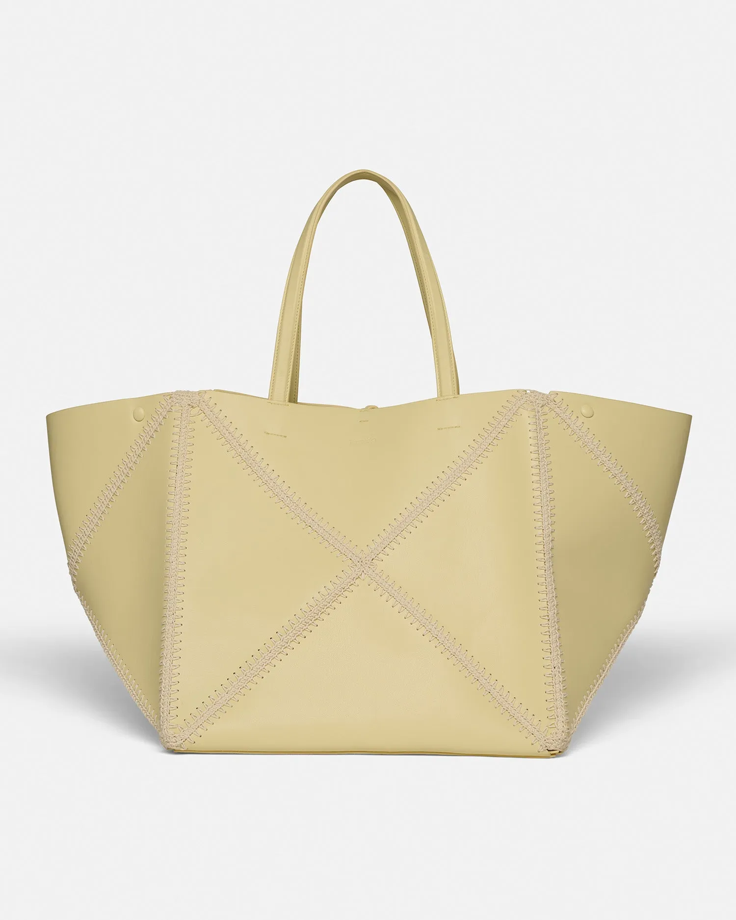 Origami Tote Large - Alt-Nappa Crochet Tote - Moonbeam/Crème sold by Nanushka