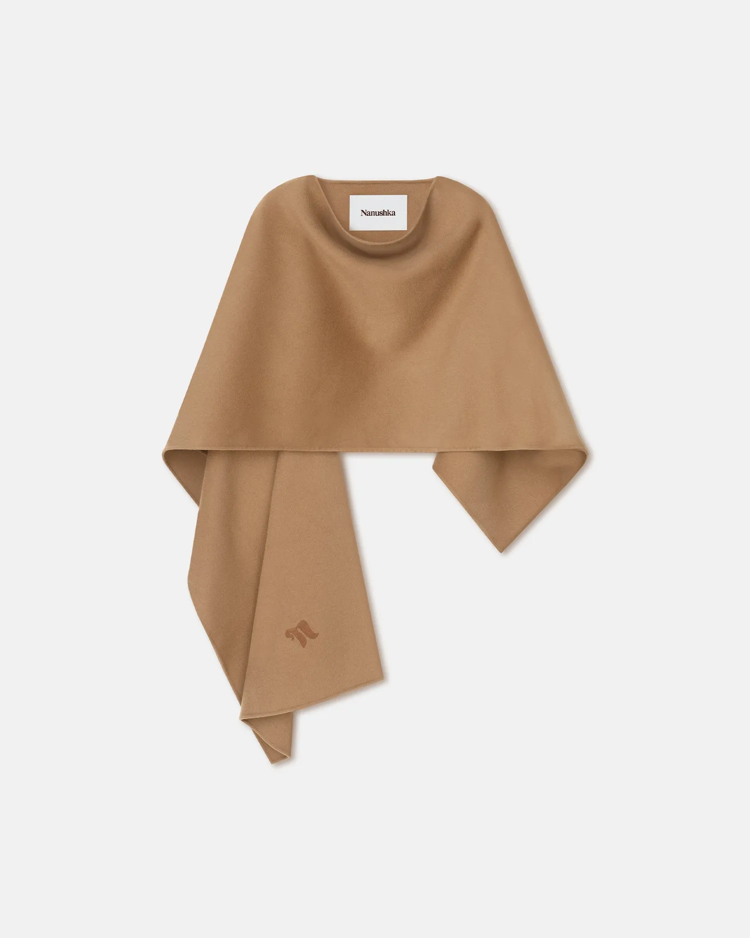Kamin - Wool And Silk-Blend Shawl - Camel sold by Nanushka