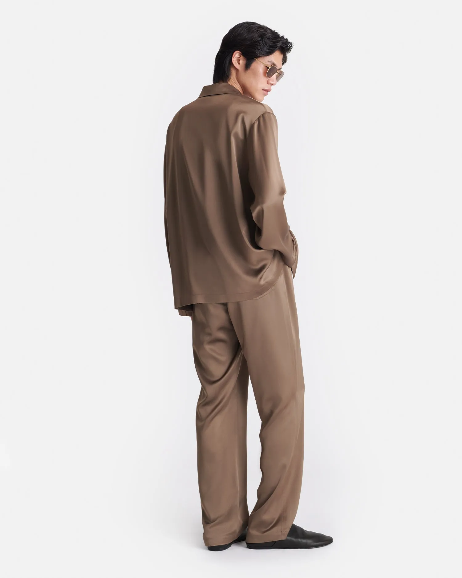 Jelmer - Slip Satin Shirt - Coffee Bean sold by Nanushka product image thumbnail 3