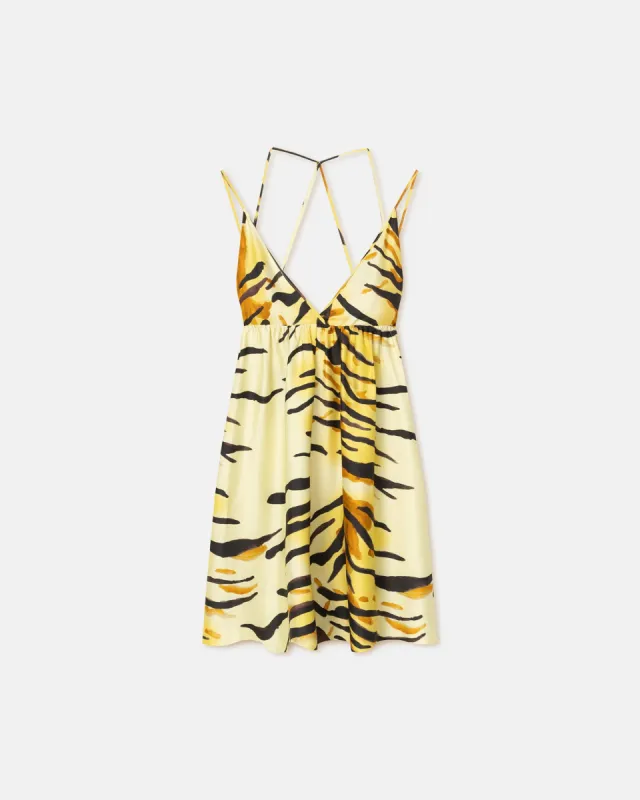 Ceil - Printed Silk Twill Mini Dress - Tiger sold by Nanushka
