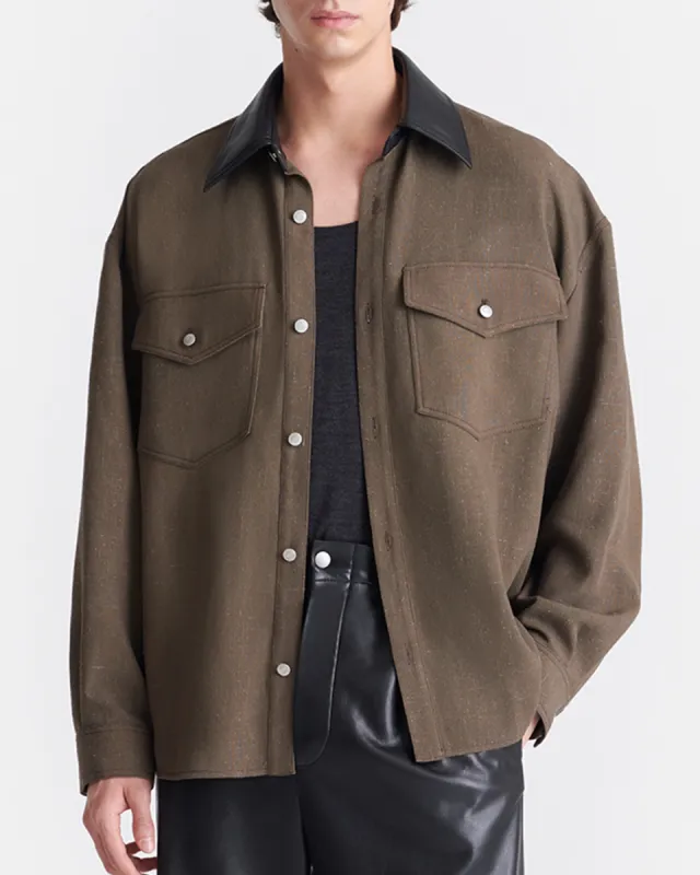 Osvald - Boxy Fit Overshirt - Fossil Grey sold by Nanushka