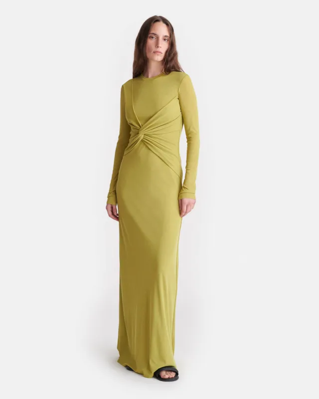 Rozal - Draped Mesh Jersey Maxi Dress - Pistachio made by Nanushka